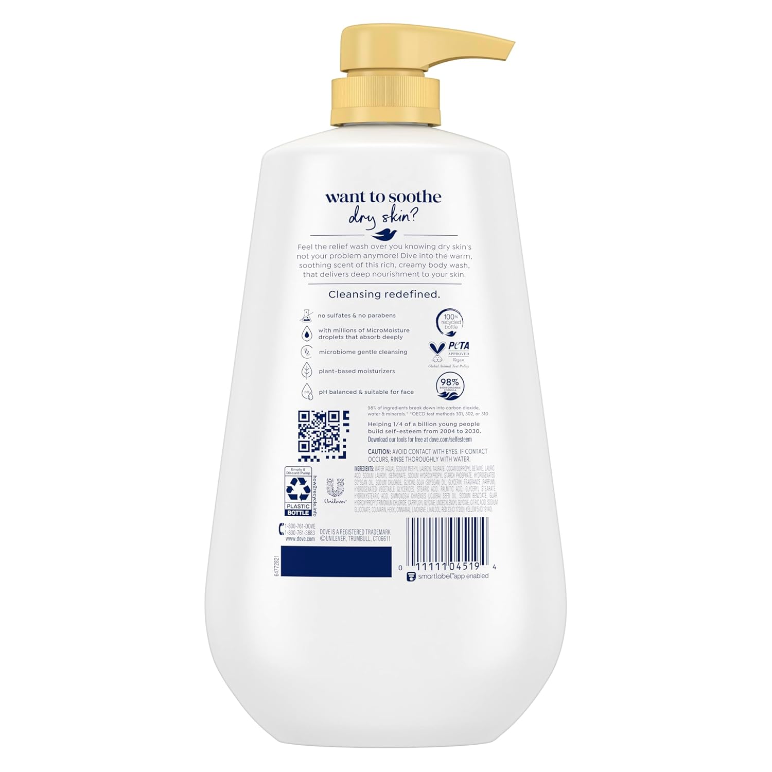 Dove Body Wash Deep Moisture for 24hr Lotion-Soft Skin Moisture Moisturizing Skin Cleanser with No Sulfates No Parabens 30.6 oz