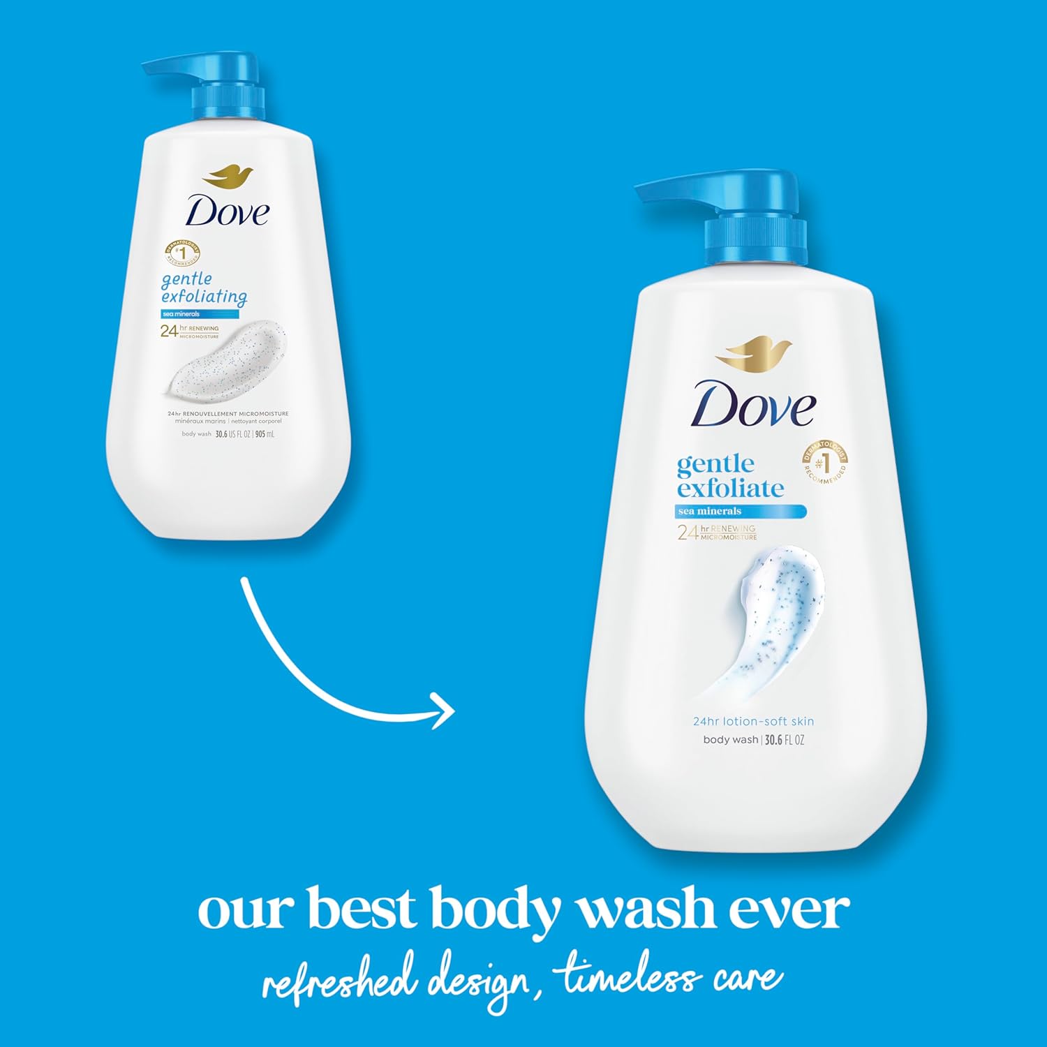 Dove Body Wash Deep Moisture for 24hr Lotion-Soft Skin Moisture Moisturizing Skin Cleanser with No Sulfates No Parabens 30.6 oz