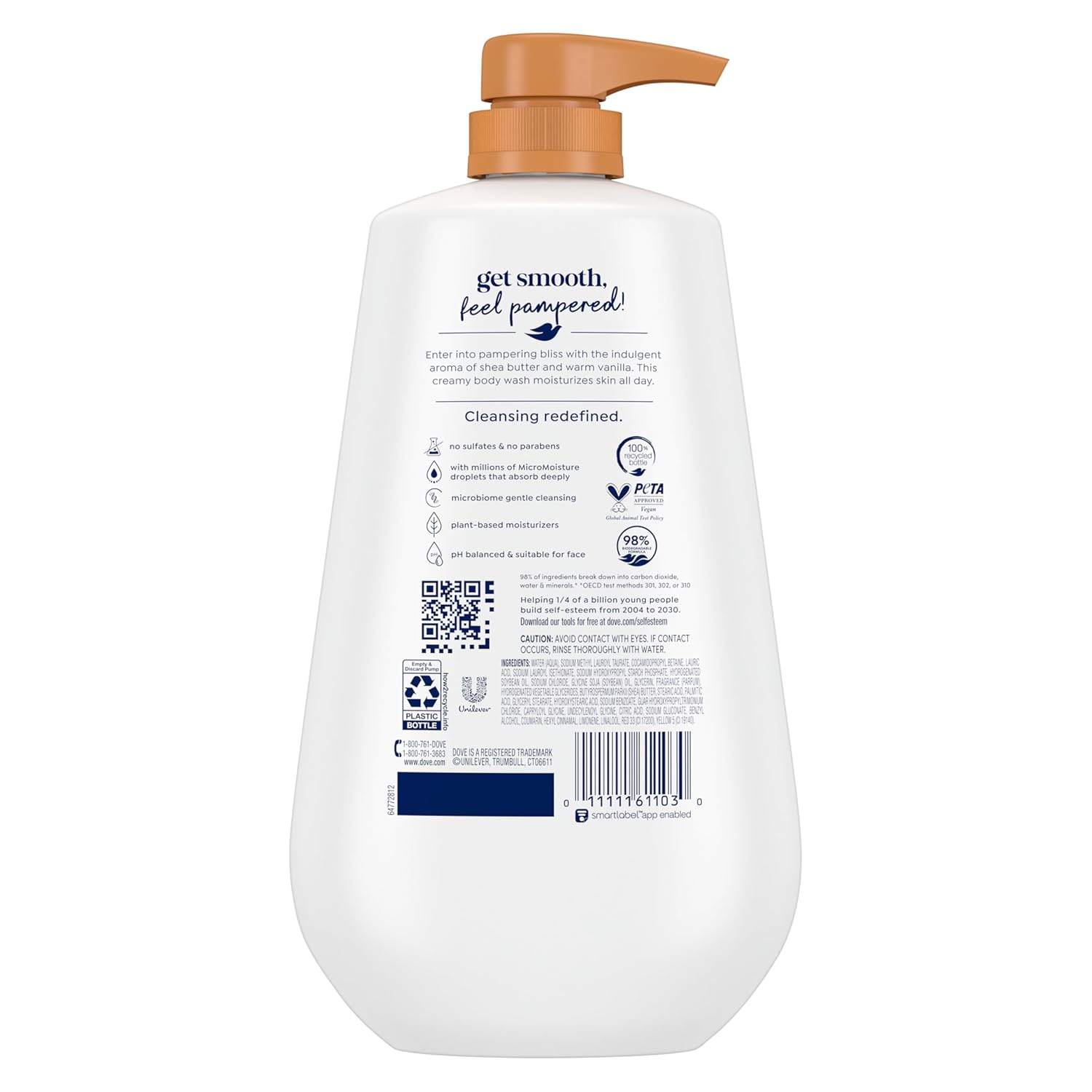 Dove Body Wash Deep Moisture for 24hr Lotion-Soft Skin Moisture Moisturizing Skin Cleanser with No Sulfates No Parabens 30.6 oz
