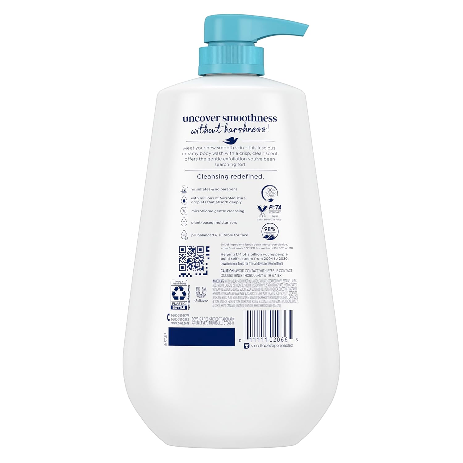 Dove Body Wash Deep Moisture for 24hr Lotion-Soft Skin Moisture Moisturizing Skin Cleanser with No Sulfates No Parabens 30.6 oz