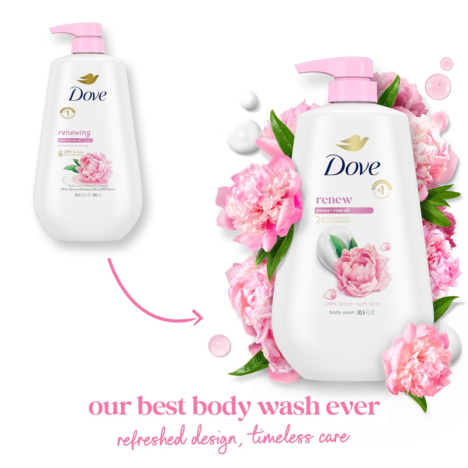 Dove Body Wash Deep Moisture for 24hr Lotion-Soft Skin Moisture Moisturizing Skin Cleanser with No Sulfates No Parabens 30.6 oz