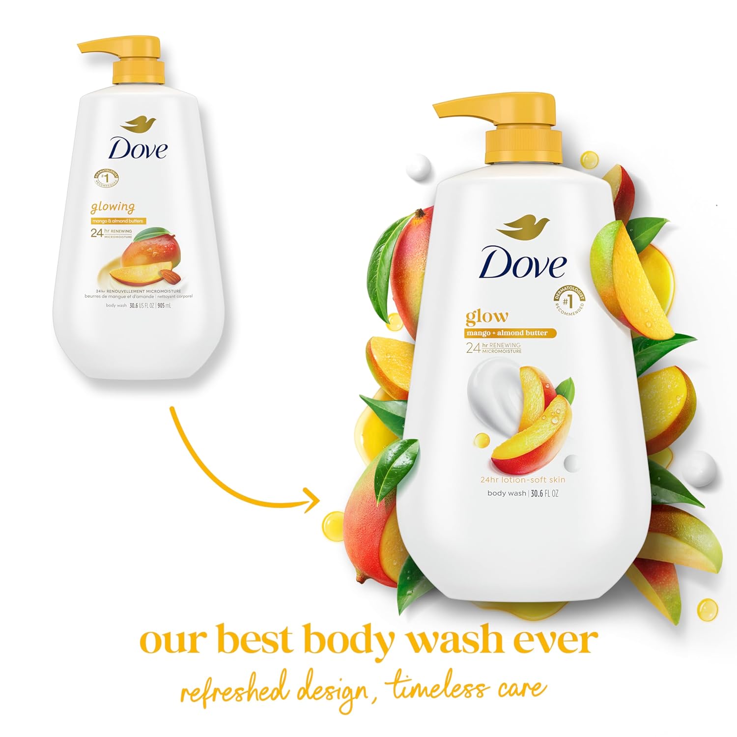 Dove Body Wash Deep Moisture for 24hr Lotion-Soft Skin Moisture Moisturizing Skin Cleanser with No Sulfates No Parabens 30.6 oz