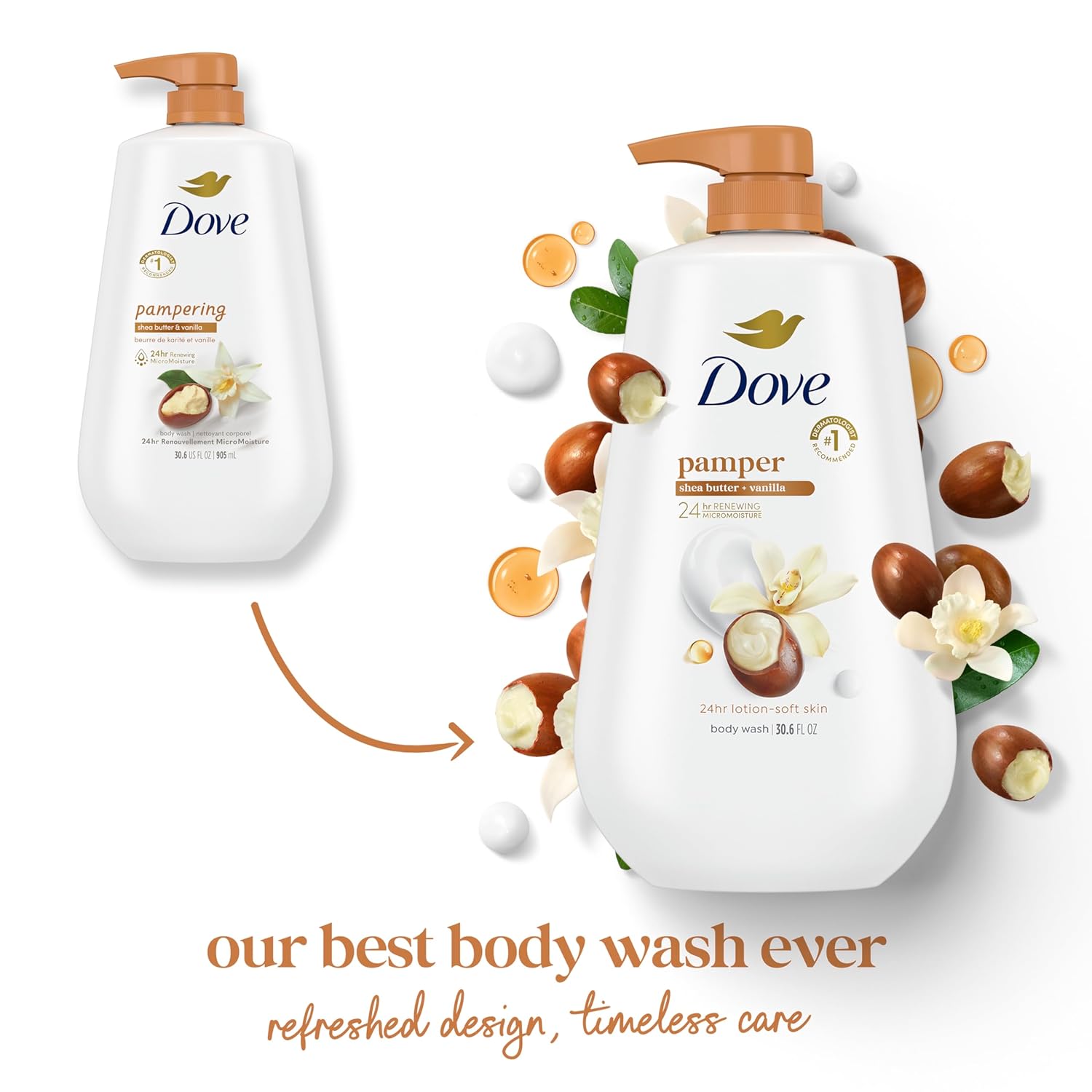 Dove Body Wash Deep Moisture for 24hr Lotion-Soft Skin Moisture Moisturizing Skin Cleanser with No Sulfates No Parabens 30.6 oz