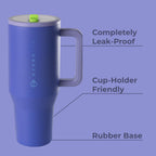 HydroJug Traveler - 40 oz Water Bottle with Handle & Flip Straw - Fits in Cup Holder, Leak Resistant Tumbler-Reusable Insulated Stainless Steel & Rubber Base - Gifts for Women & Men, Cape Cod