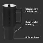 HydroJug Traveler - 40 oz Water Bottle with Handle & Flip Straw - Fits in Cup Holder, Leak Resistant Tumbler-Reusable Insulated Stainless Steel & Rubber Base - Gifts for Women & Men, Cape Cod