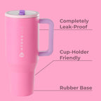 HydroJug Traveler - 40 oz Water Bottle with Handle & Flip Straw - Fits in Cup Holder, Leak Resistant Tumbler-Reusable Insulated Stainless Steel & Rubber Base - Gifts for Women & Men, Cape Cod
