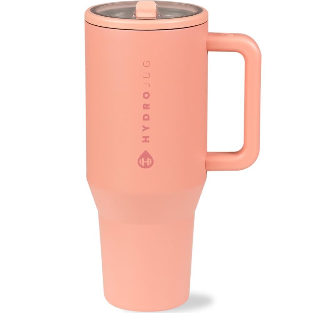HydroJug Traveler - 40 oz Water Bottle with Handle & Flip Straw - Fits in Cup Holder, Leak Resistant Tumbler-Reusable Insulated Stainless Steel & Rubber Base - Gifts for Women & Men, Cape Cod