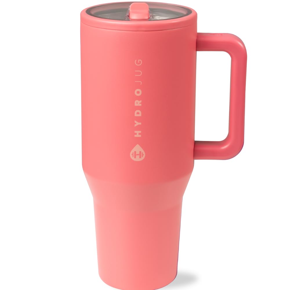 HydroJug Traveler - 40 oz Water Bottle with Handle & Flip Straw - Fits in Cup Holder, Leak Resistant Tumbler-Reusable Insulated Stainless Steel & Rubber Base - Gifts for Women & Men, Cape Cod
