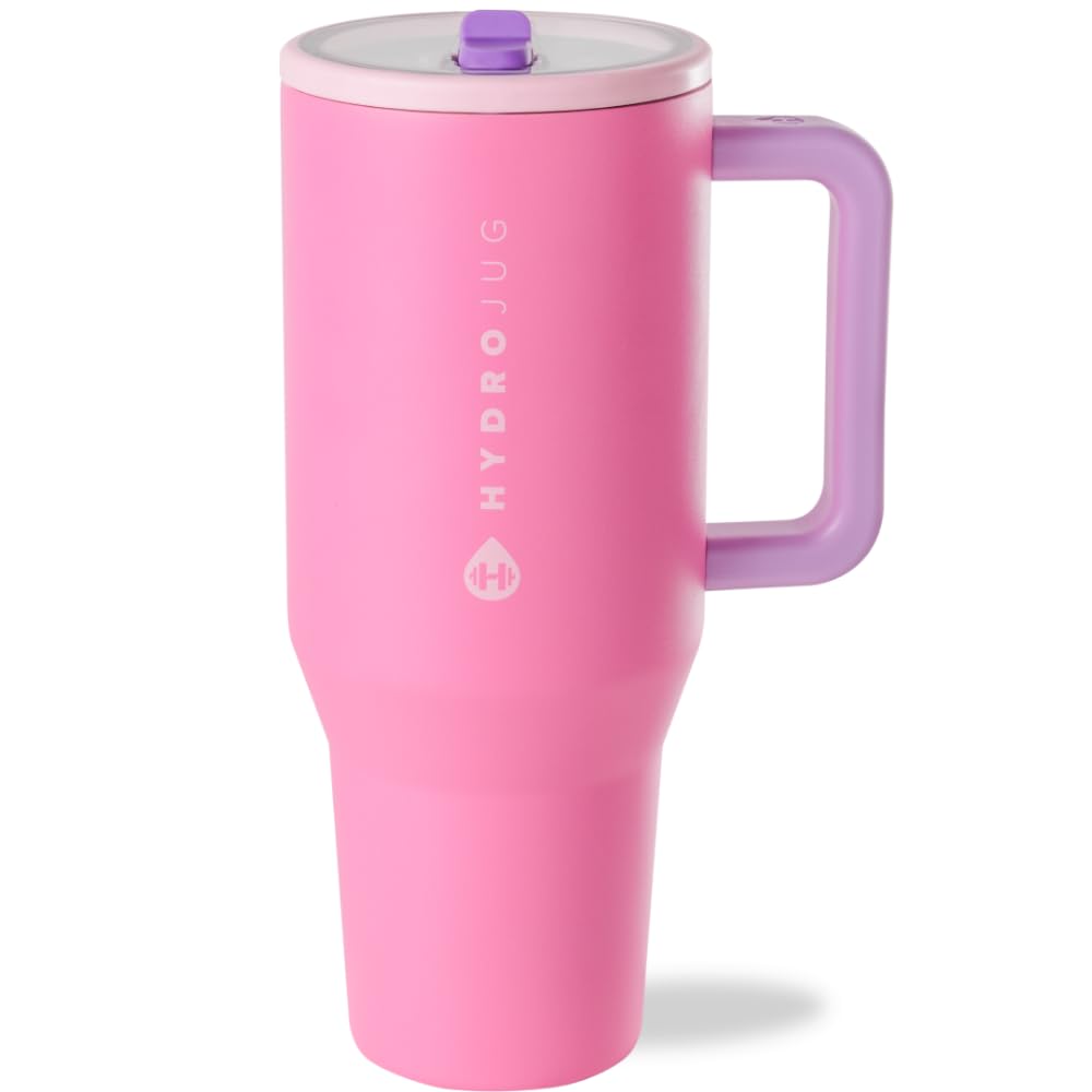 HydroJug Traveler - 40 oz Water Bottle with Handle & Flip Straw - Fits in Cup Holder, Leak Resistant Tumbler-Reusable Insulated Stainless Steel & Rubber Base - Gifts for Women & Men, Cape Cod