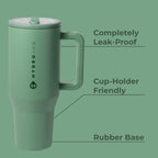 HydroJug Traveler - 40 oz Water Bottle with Handle & Flip Straw - Fits in Cup Holder, Leak Resistant Tumbler-Reusable Insulated Stainless Steel & Rubber Base - Gifts for Women & Men, Cape Cod