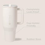 HydroJug Traveler - 40 oz Water Bottle with Handle & Flip Straw - Fits in Cup Holder, Leak Resistant Tumbler-Reusable Insulated Stainless Steel & Rubber Base - Gifts for Women & Men, Cape Cod