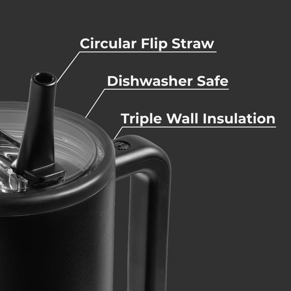 HydroJug Traveler - 40 oz Water Bottle with Handle & Flip Straw - Fits in Cup Holder, Leak Resistant Tumbler-Reusable Insulated Stainless Steel & Rubber Base - Gifts for Women & Men, Cape Cod
