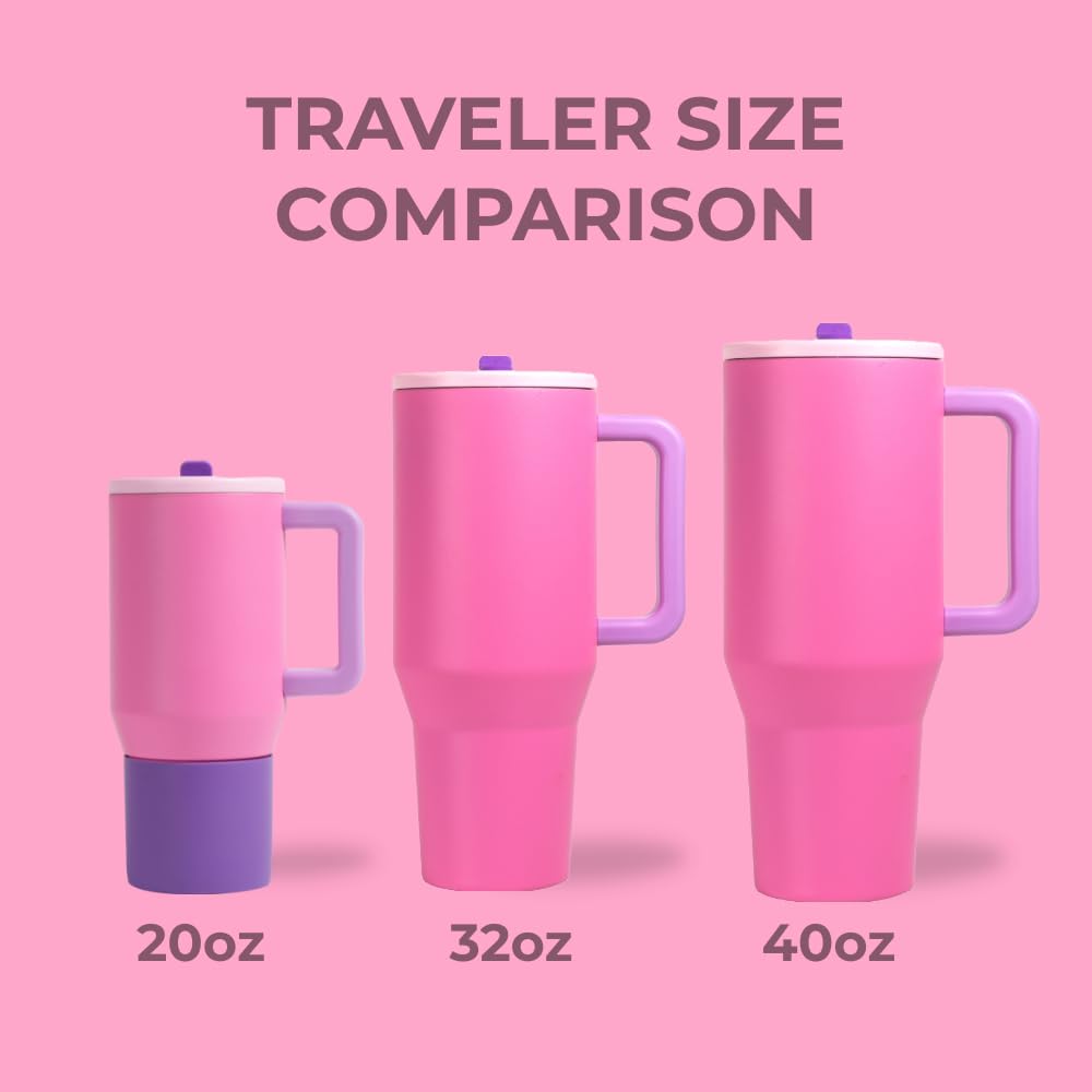 HydroJug Traveler - 40 oz Water Bottle with Handle & Flip Straw - Fits in Cup Holder, Leak Resistant Tumbler-Reusable Insulated Stainless Steel & Rubber Base - Gifts for Women & Men, Cape Cod