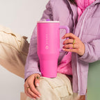 HydroJug Traveler - 40 oz Water Bottle with Handle & Flip Straw - Fits in Cup Holder, Leak Resistant Tumbler-Reusable Insulated Stainless Steel & Rubber Base - Gifts for Women & Men, Cape Cod