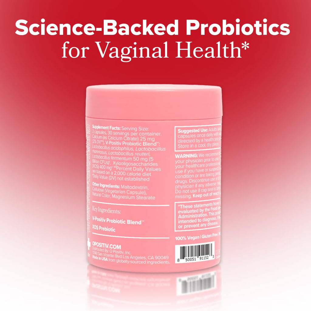 O Positiv URO Vaginal Probiotics for Women pH balance supplement 60 count | O Positiv URO Vaginal Probiotics with Lactobacillus probiotic blend capsules | O Positiv URO Vaginal Probiotics for Women bottle and packaging front view | O Positiv URO Vaginal Probiotics for Women supplement side label details | O Positiv URO Vaginal Probiotics daily feminine health support dietary supplement | O Positiv URO Vaginal Probiotics for Women with prebiotics and probiotics