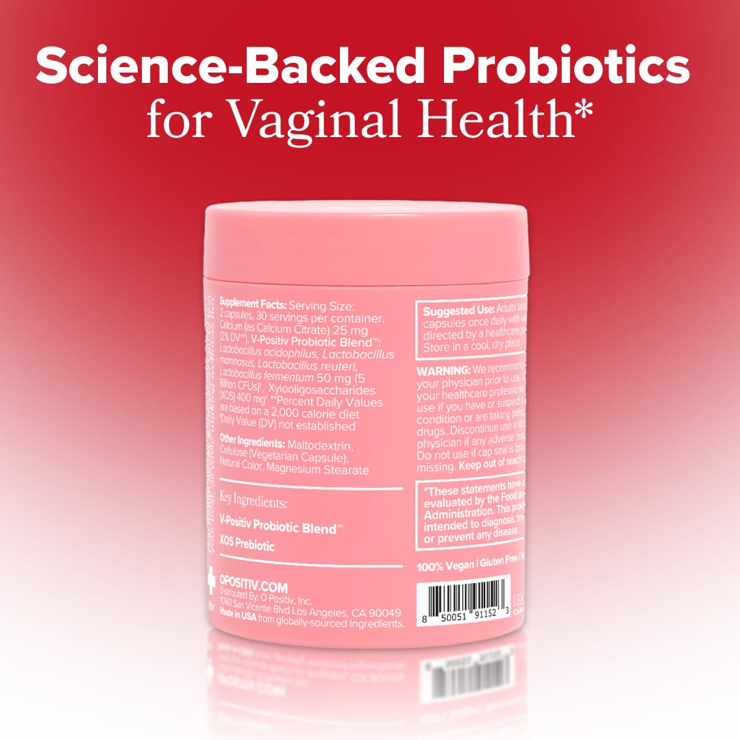 O Positiv URO Vaginal Probiotics for Women pH balance supplement 60 count | O Positiv URO Vaginal Probiotics with Lactobacillus probiotic blend capsules | O Positiv URO Vaginal Probiotics for Women bottle and packaging front view | O Positiv URO Vaginal Probiotics for Women supplement side label details | O Positiv URO Vaginal Probiotics daily feminine health support dietary supplement | O Positiv URO Vaginal Probiotics for Women with prebiotics and probiotics