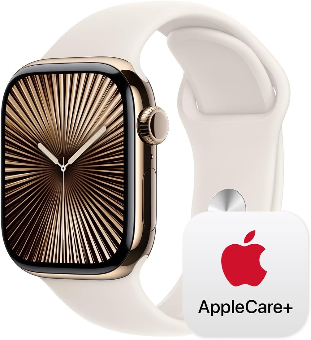 Apple Watch Series 10 [GPS 42mm case] Smartwatch with Rose Gold Aluminium Case with Light Blush Sport Band - S/M. Fitness Tracker, ECG App, Always-On Retina Display, Water Resistant