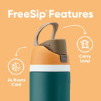 Owala Kids FreeSip Insulated Stainless Steel Water Bottle with Straw for Sports, Travel, and School, BPA-Free Sports Water Bottle, 16 oz, Celestial Sphere
