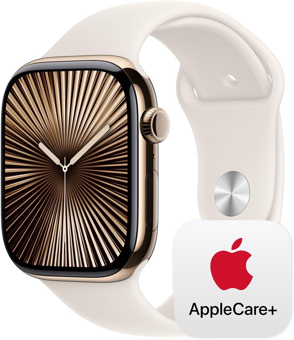 Apple Watch Series 10 [GPS 42mm case] Smartwatch with Rose Gold Aluminium Case with Light Blush Sport Band - S/M. Fitness Tracker, ECG App, Always-On Retina Display, Water Resistant