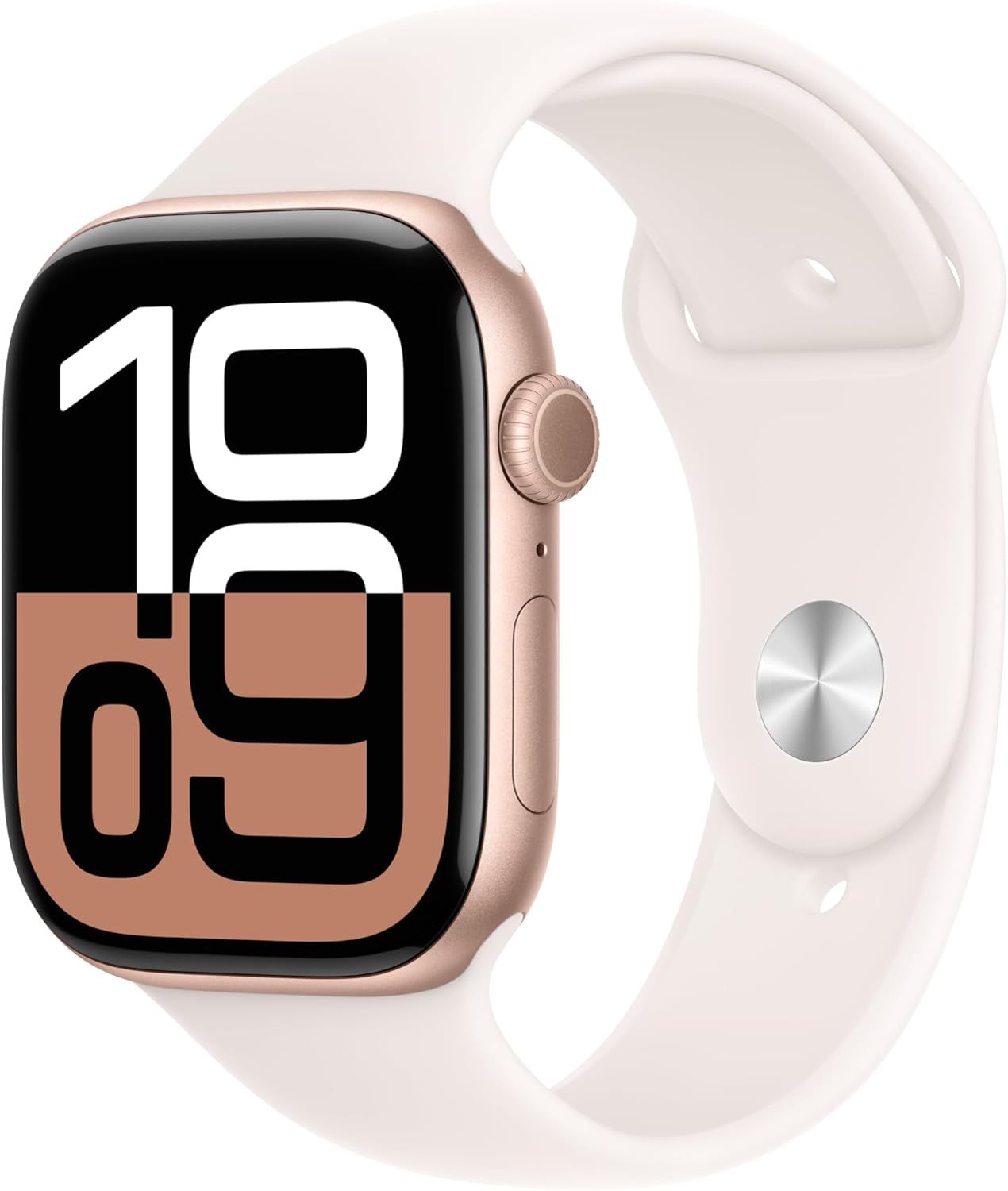 Apple Watch Series 10 [GPS 42mm case] Smartwatch with Rose Gold Aluminium Case with Light Blush Sport Band - S/M. Fitness Tracker, ECG App, Always-On Retina Display, Water Resistant