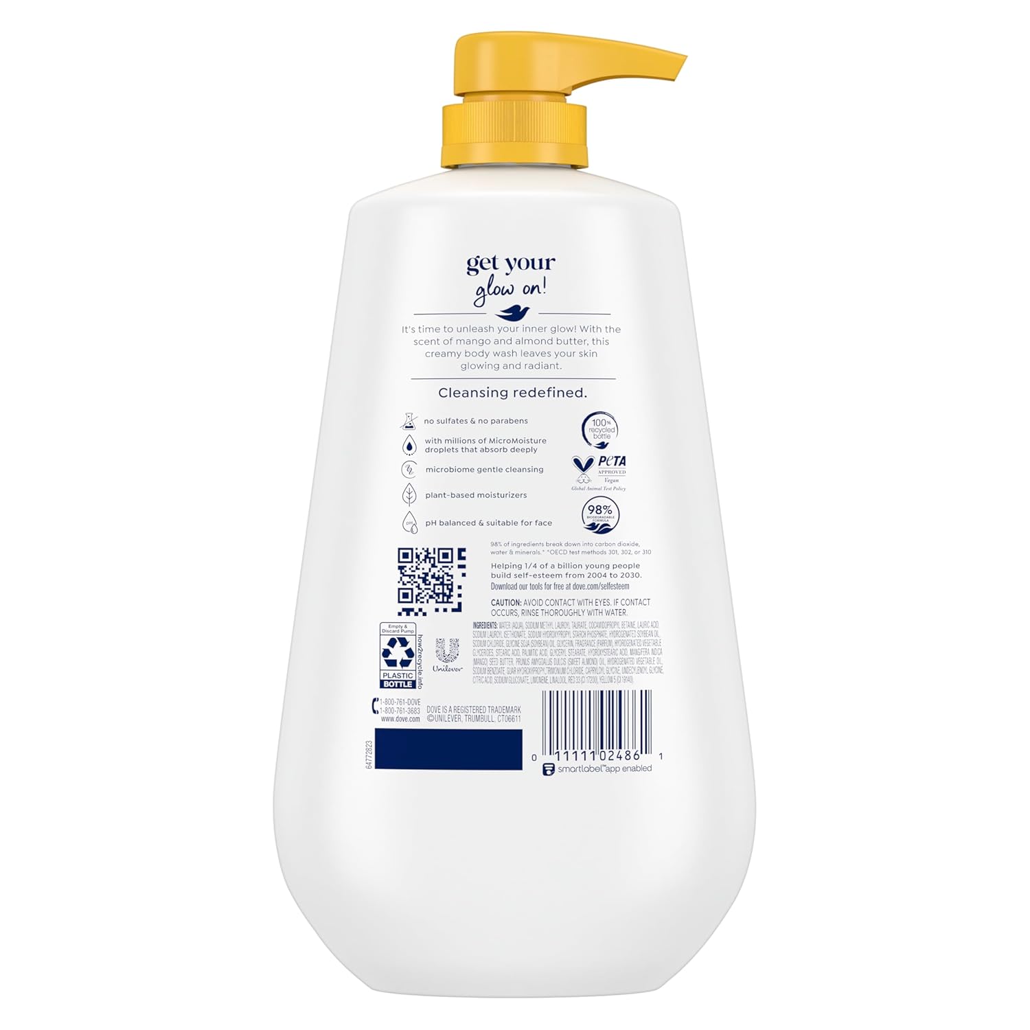 Dove Body Wash Deep Moisture for 24hr Lotion-Soft Skin Moisture Moisturizing Skin Cleanser with No Sulfates No Parabens 30.6 oz