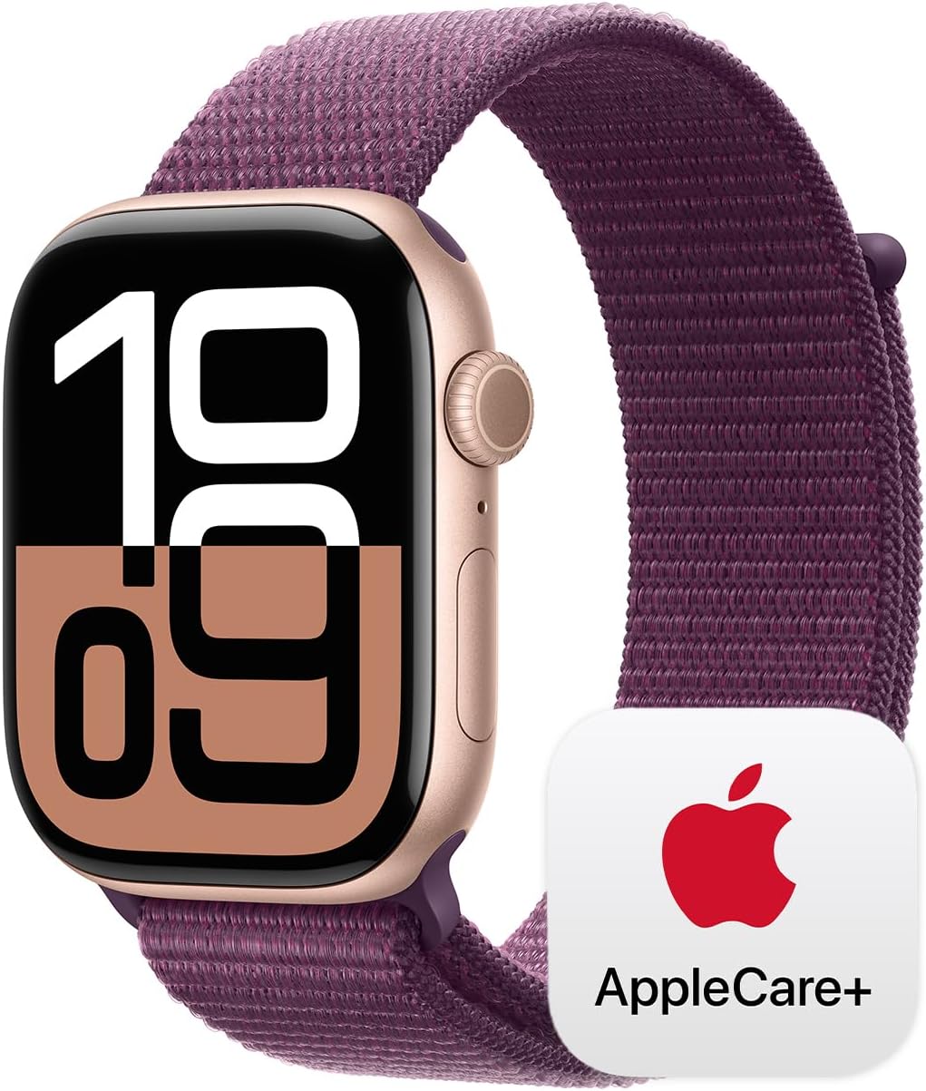 Apple Watch Series 10 [GPS 42mm case] Smartwatch with Rose Gold Aluminium Case with Light Blush Sport Band - S/M. Fitness Tracker, ECG App, Always-On Retina Display, Water Resistant