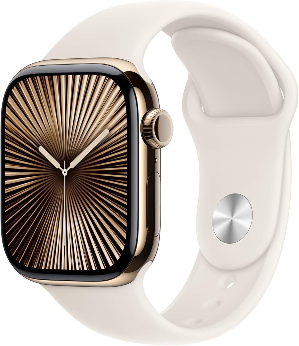 Apple Watch Series 10 [GPS 42mm case] Smartwatch with Rose Gold Aluminium Case with Light Blush Sport Band - S/M. Fitness Tracker, ECG App, Always-On Retina Display, Water Resistant