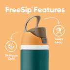 Owala Kids FreeSip Insulated Stainless Steel Water Bottle with Straw for Sports, Travel, and School, BPA-Free Sports Water Bottle, 16 oz, Celestial Sphere