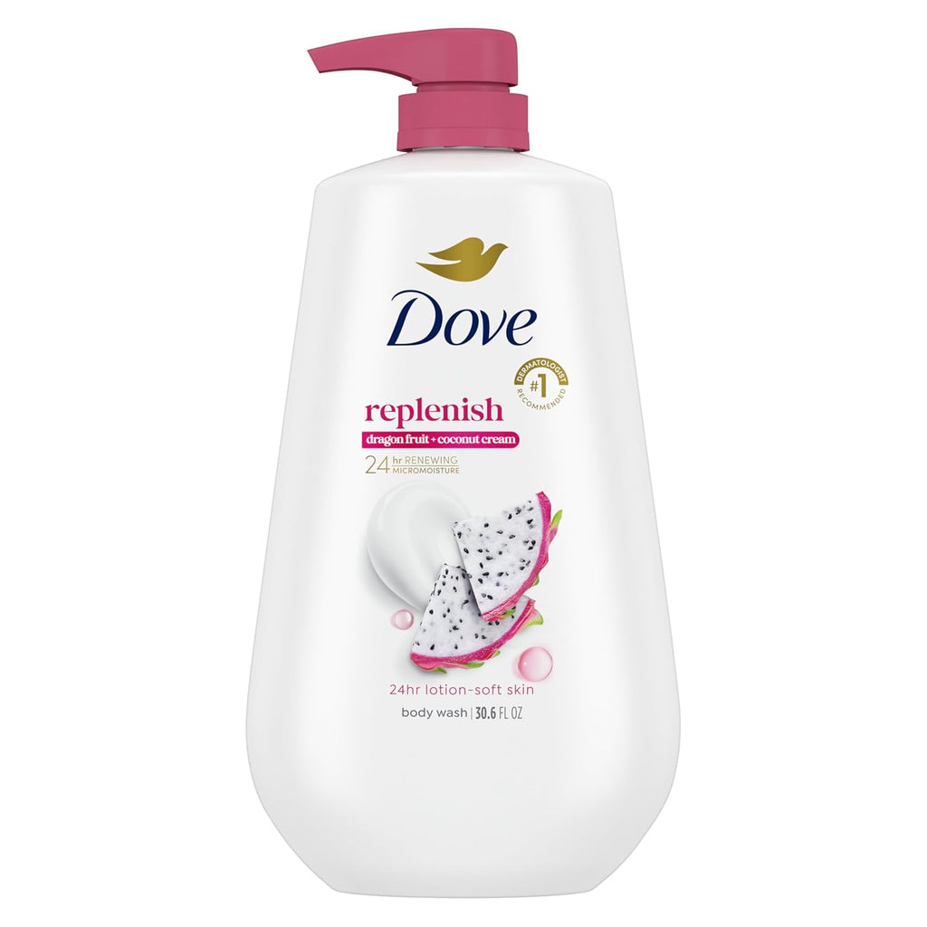 Dove Body Wash Deep Moisture for 24hr Lotion-Soft Skin Moisture Moisturizing Skin Cleanser with No Sulfates No Parabens 30.6 oz