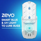 Zevo Flying Insect Trap & Cartridge - Plug in Fly Trap & Indoor Bug Catcher for Gnats, House & Fruit Flies - Mess-Free - Use in Any Room - Uses Blue & UV Light (1 Plug in Device & 1 Cartridge)