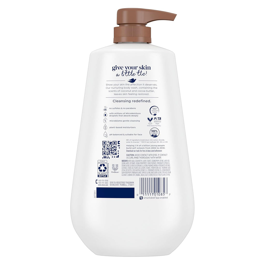 Dove Body Wash Deep Moisture for 24hr Lotion-Soft Skin Moisture Moisturizing Skin Cleanser with No Sulfates No Parabens 30.6 oz