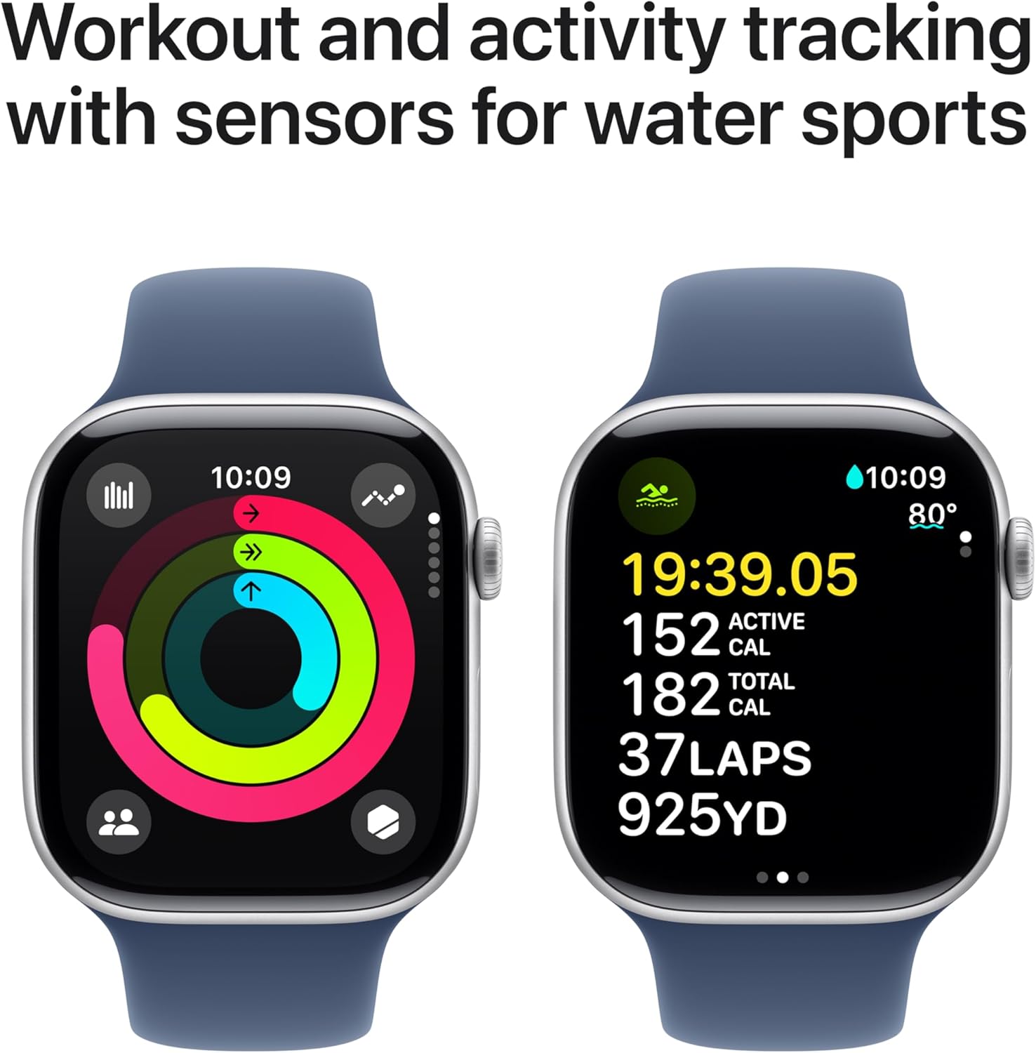 Apple Watch Series 10 [GPS 42mm case] Smartwatch with Rose Gold Aluminium Case with Light Blush Sport Band - S/M. Fitness Tracker, ECG App, Always-On Retina Display, Water Resistant