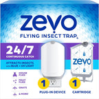 Zevo Flying Insect Trap & Cartridge - Plug in Fly Trap & Indoor Bug Catcher for Gnats, House & Fruit Flies - Mess-Free - Use in Any Room - Uses Blue & UV Light (1 Plug in Device & 1 Cartridge)