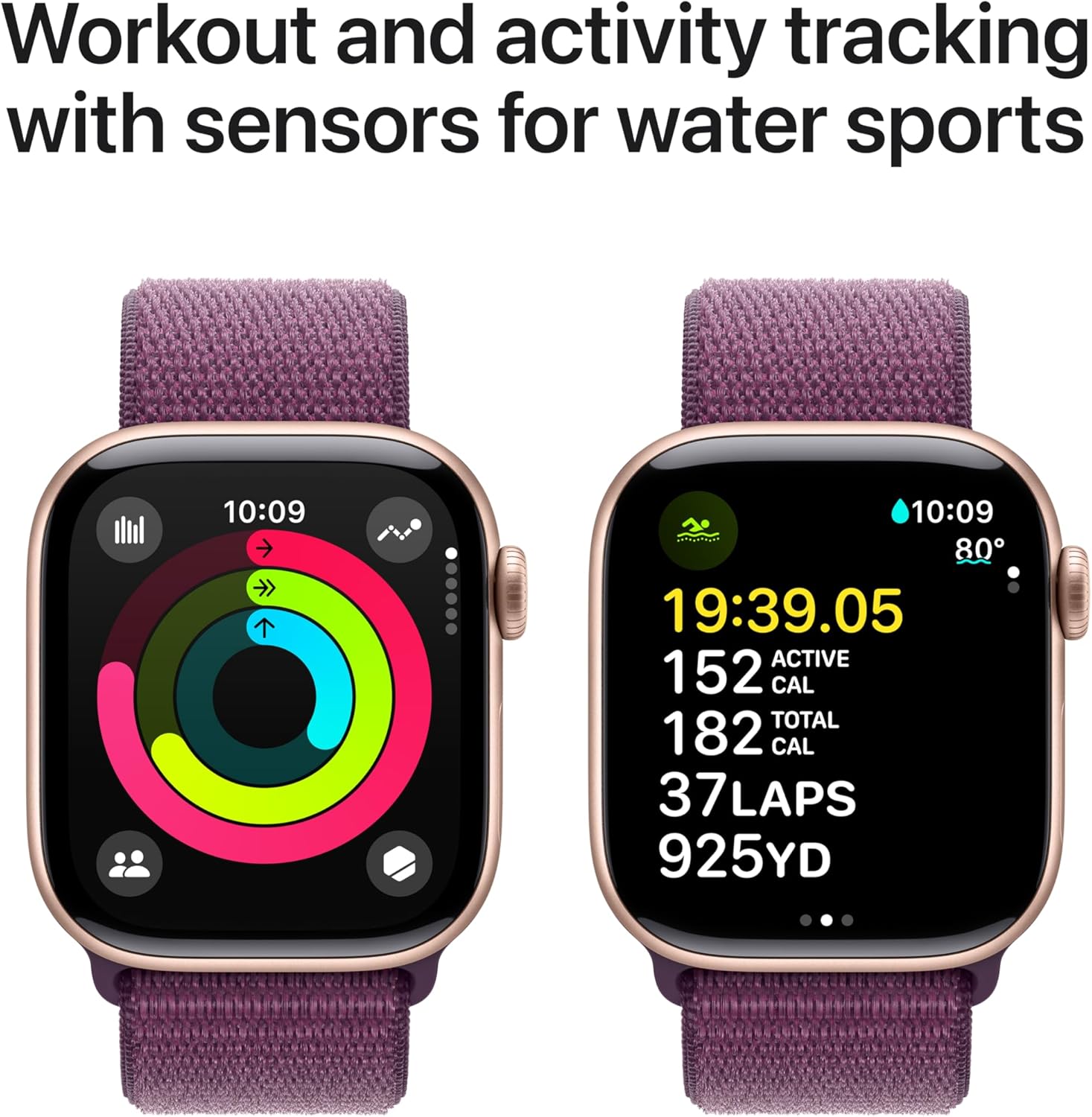 Apple Watch Series 10 [GPS 42mm case] Smartwatch with Rose Gold Aluminium Case with Light Blush Sport Band - S/M. Fitness Tracker, ECG App, Always-On Retina Display, Water Resistant