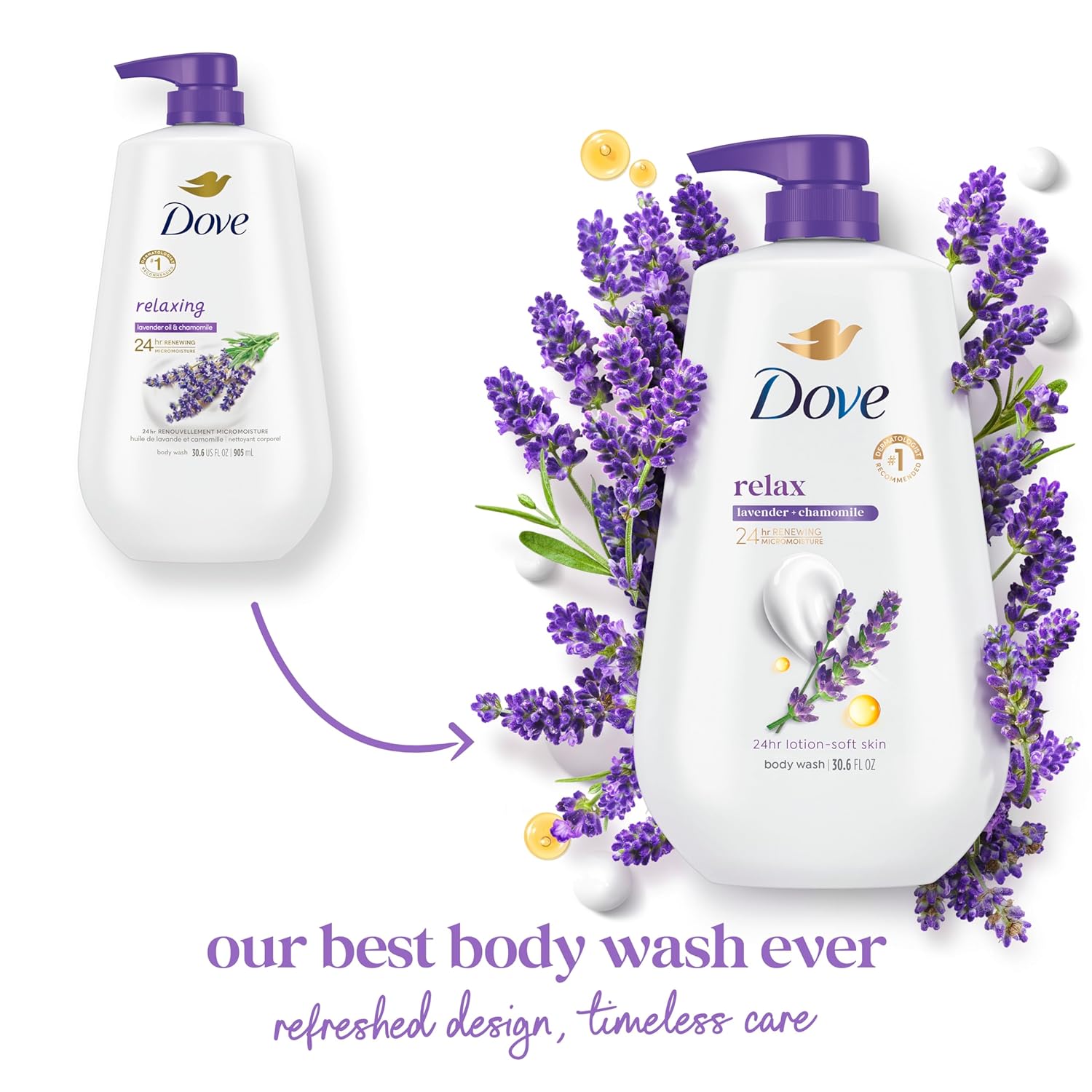 Dove Body Wash Deep Moisture for 24hr Lotion-Soft Skin Moisture Moisturizing Skin Cleanser with No Sulfates No Parabens 30.6 oz