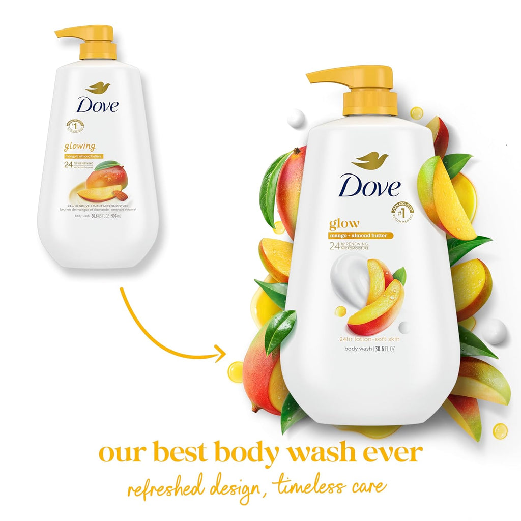 Dove Body Wash Deep Moisture for 24hr Lotion-Soft Skin Moisture Moisturizing Skin Cleanser with No Sulfates No Parabens 30.6 oz