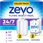 Zevo Flying Insect Trap & Cartridge - Plug in Fly Trap & Indoor Bug Catcher for Gnats, House & Fruit Flies - Mess-Free - Use in Any Room - Uses Blue & UV Light (1 Plug in Device & 1 Cartridge)
